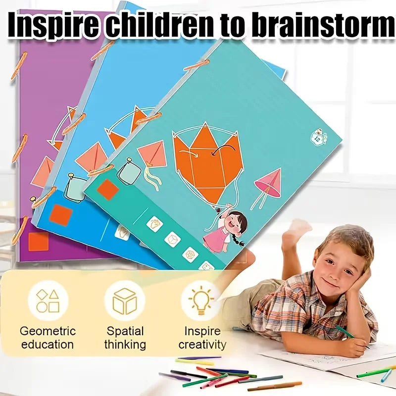 Pull String 3D Geometry Learning Book Childrens DIY Solid Books