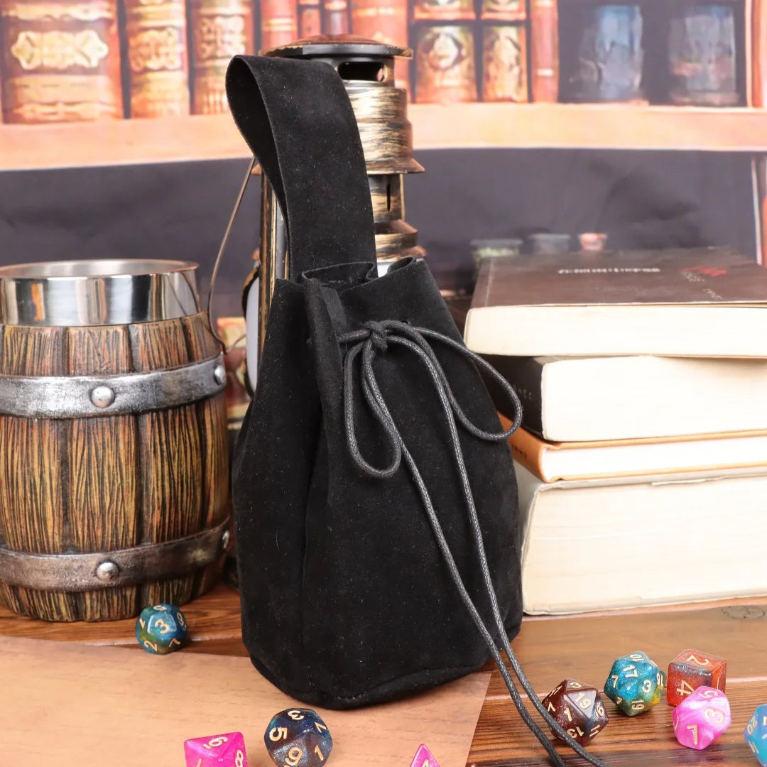 Medieval Steampunk Leather Drawstring Coin Bag Nordic Viking Pirate