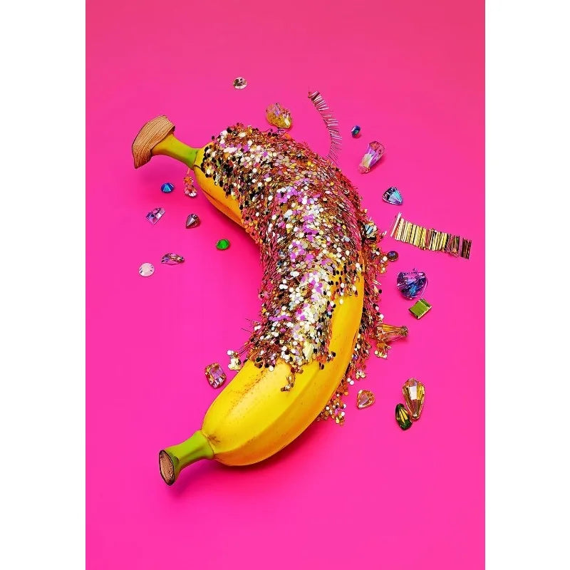 Pink Glittercore Dessert Canvas Wall Art | Unframed Kitchen Decor