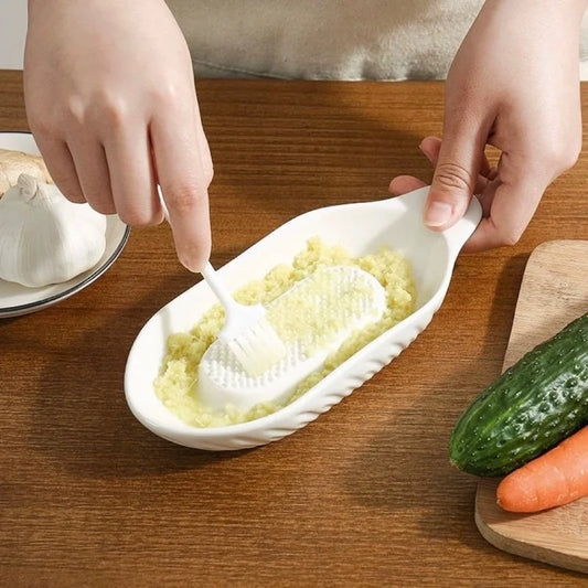 New Kitchen Ceramic Ginger Grater Tool Hand Grinder Garlic Masher Portable Carrot Ginger Grinding Kitchen Tool With Brush Tools Peaceful Pleasures Health and Wellness