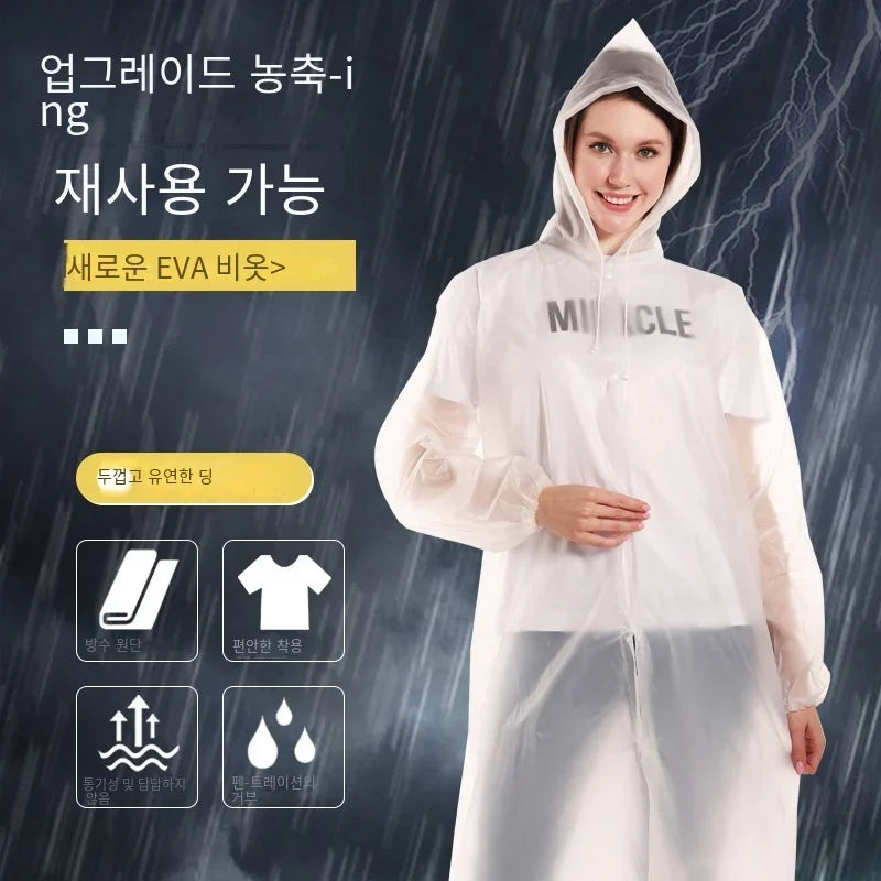 EVA Unisex Waterproof Raincoat – Hooded, Foldable Outdoor Wear