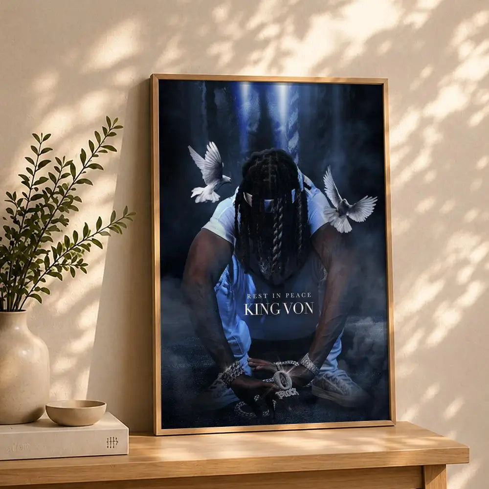 Rapper K-King VonS Poster HD Self Adhesive Waterproof Wall Art Ideal for Home Office Dorm Bedroom Great Gift Peaceful Pleasures Health and Wellness White3 40X50cmNoframe