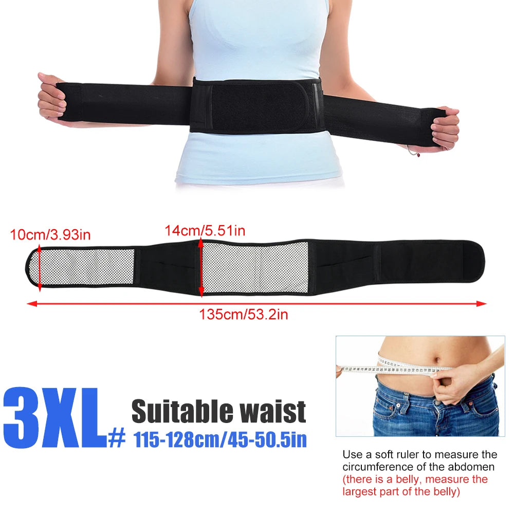 1PCS Magnetic Heated Back Brace Belt - Self Heating Lumbar Support for Pain Relief, Breathable Waist Support Belt for Men & Wome Peaceful Pleasures Health and Wellness Black-1PCS-3XL