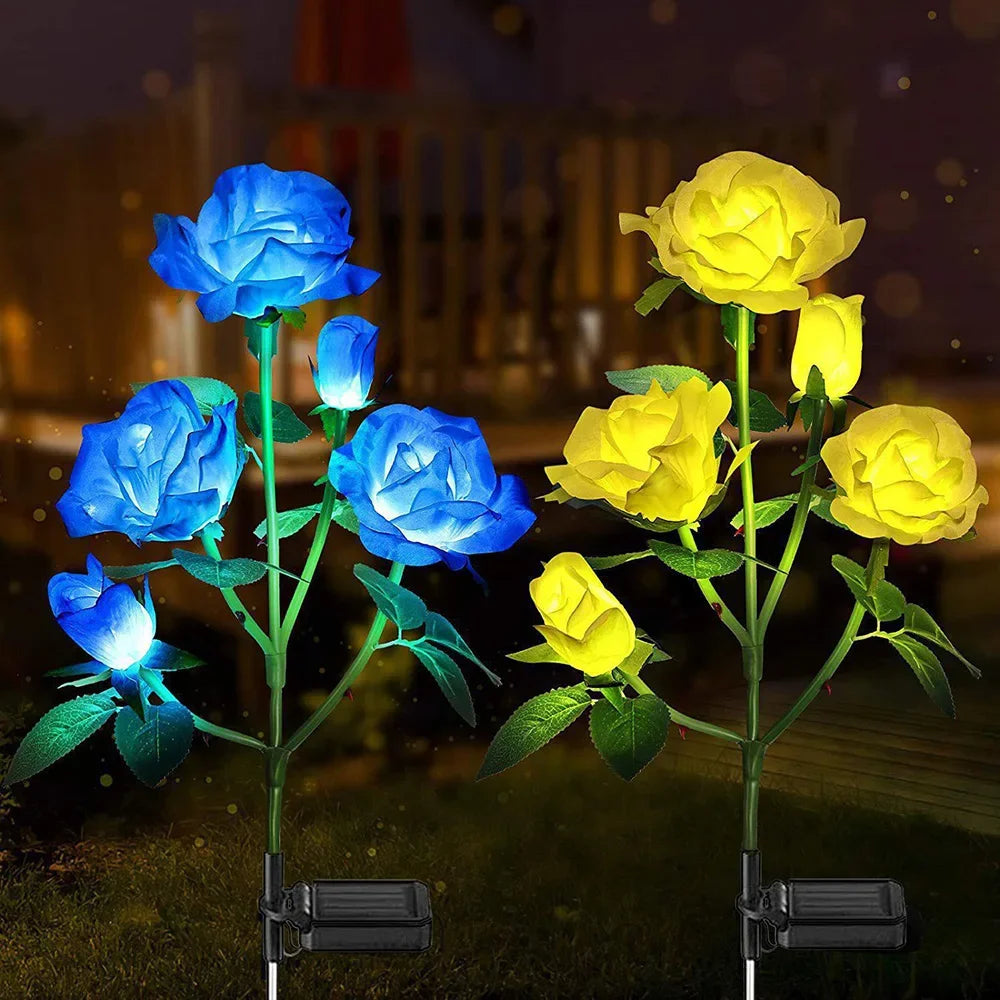 GGbingo 5 Heads Solar Lights Outdoor Decorative Solar Garden Lights Rose Flower Lawn Lamp for Yard Patio Garden Decor Peaceful Pleasures Health and Wellness