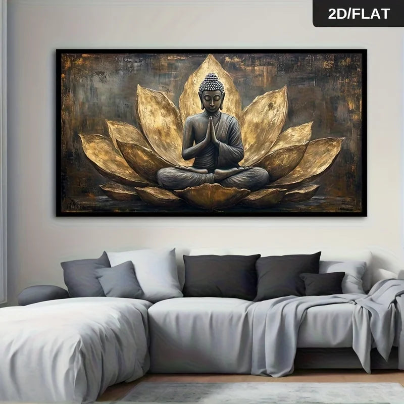 1pc Unframed Modern for Lotus Buddha Statue Canvas Wall Art High Quality Print Large Size Canvas Painting Meditation Room Accent Peaceful Pleasures Health and Wellness