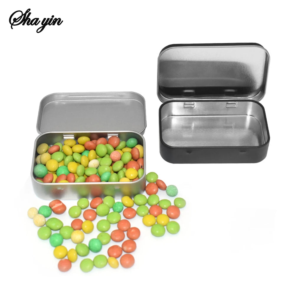 Metal Rectangular Empty Mini Tin Box Tinplate Push Candy Pill Cases Bins Jar Hinged Containers Small Organizer Storage Box Peaceful Pleasures Health and Wellness