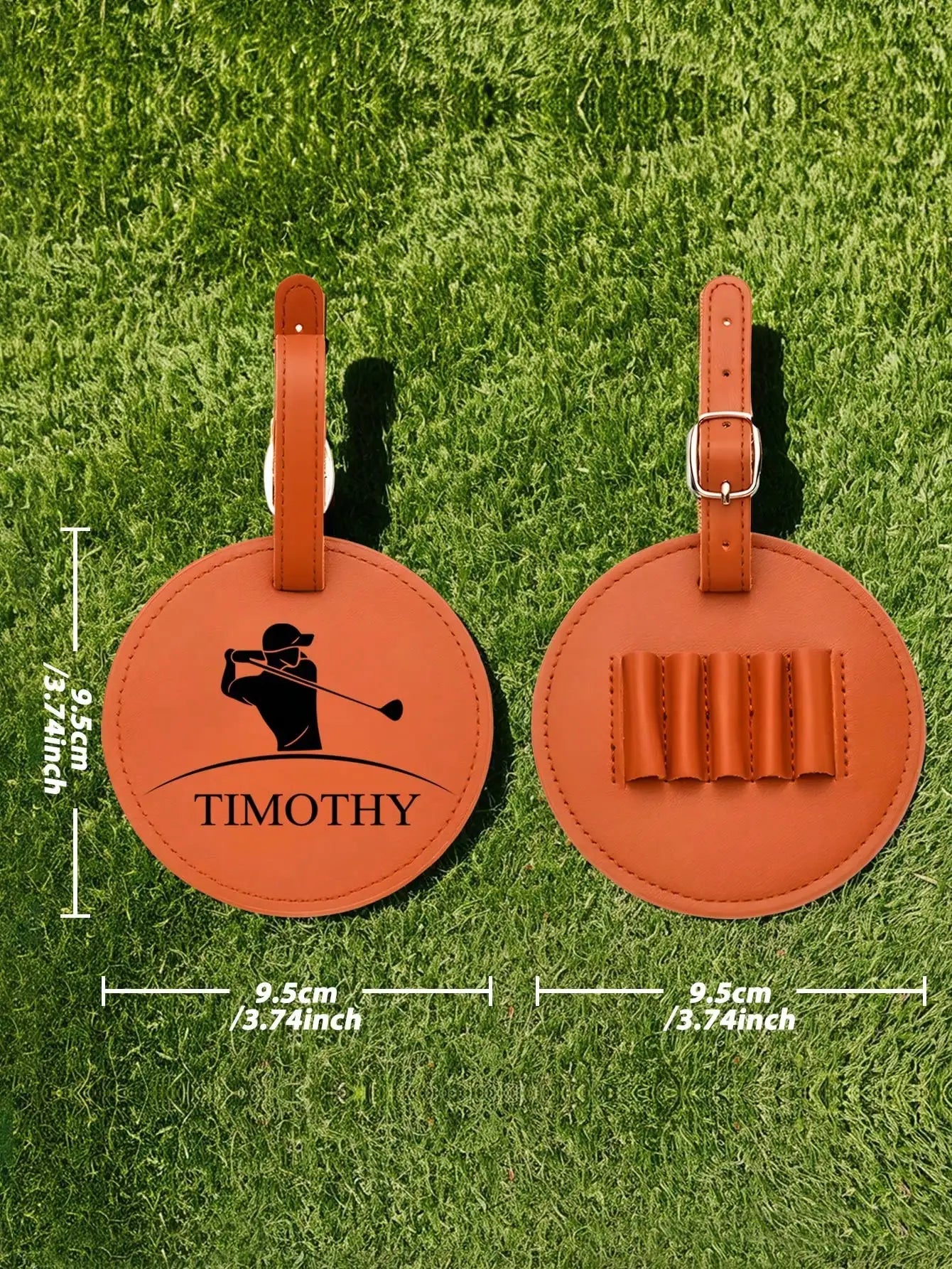 Custom Name Leather Golf Bag Tag Golf Tee Holder Personalized Golf Gift for Dad Boyfriend Groomsman Black Brown Golf Accessories Peaceful Pleasures Health and Wellness
