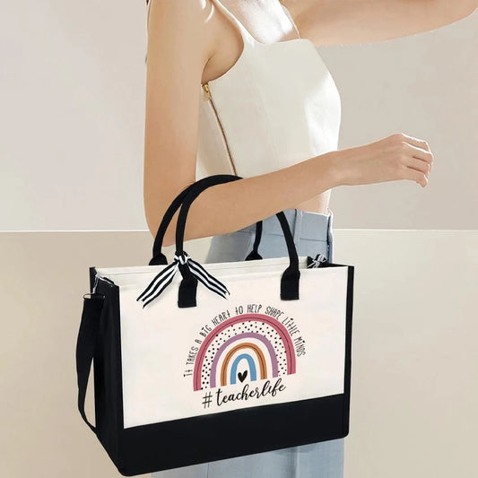 Teacher Appreciation Canvas Tote Bag | Black & White Gift Canvas Tote Bag Peaceful Pleasures Health and Wellness