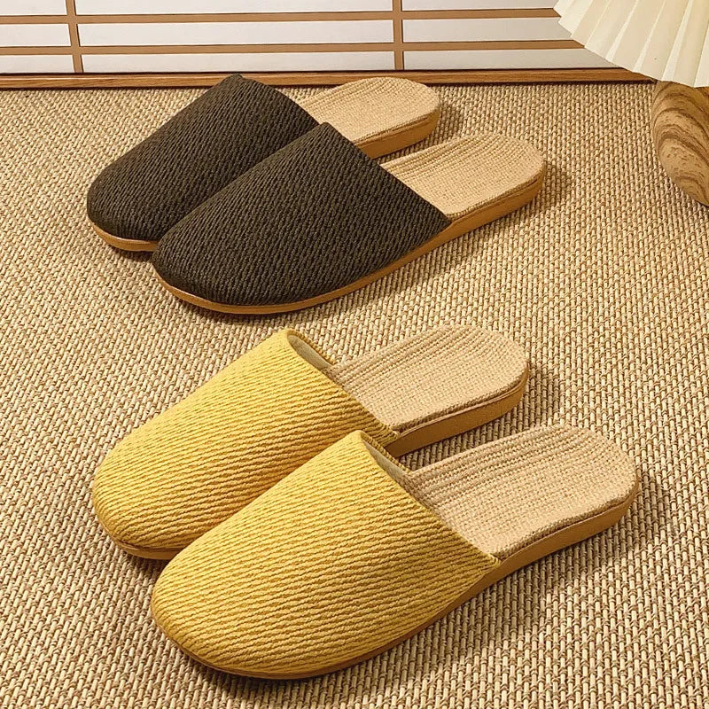 Men's Linen Slippers Non-Slip Indoor Slides Summer Sandals