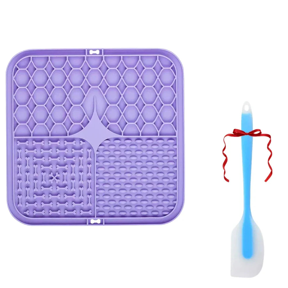 Silicone Pet Slow Feeding Mat With Suction Cups Dog Licking Plate Slow Feeding Mat Fun Feeding Tool Prevent Fast Eating Supplies Peaceful Pleasures Health and Wellness Purple