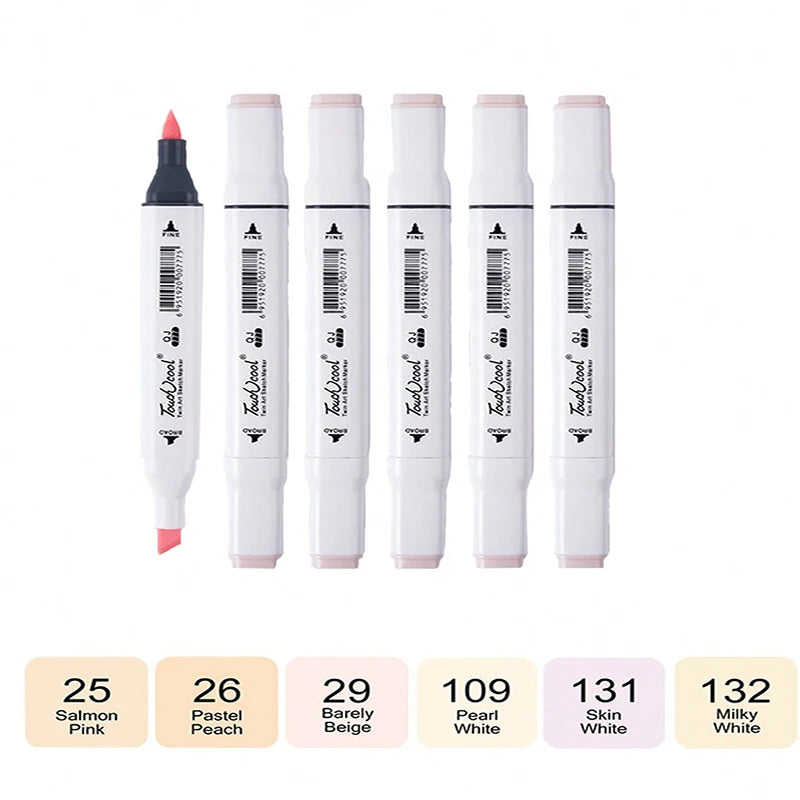 Bview Art 6 Double-headed Oil Marker Pens Drawing Fine Point Pen