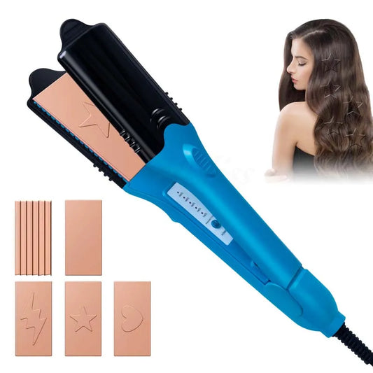 Titanium Electric 3D Printed 4 Interchangeable Plates Crimping Volumizing Household Hair Crimper Peaceful Pleasures Health and Wellness
