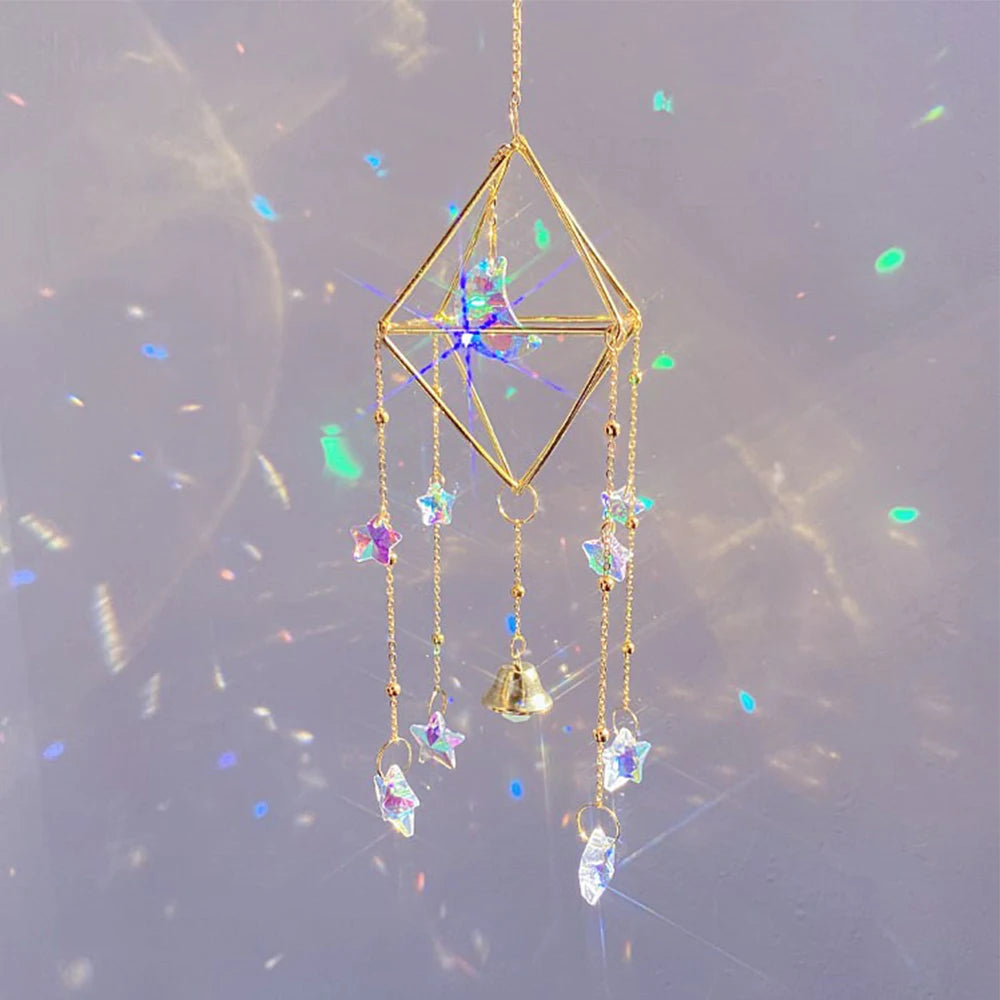 1 Piece, Colorful Metal Rainbow Star Moon Wind Chimes, Sun Catcher Outdoor Window Home Decoration Garden Car Pendant Peaceful Pleasures Health and Wellness