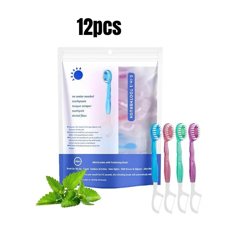Disposable 4-in-1 Travel Toothbrush with Floss | Oral Care Kit