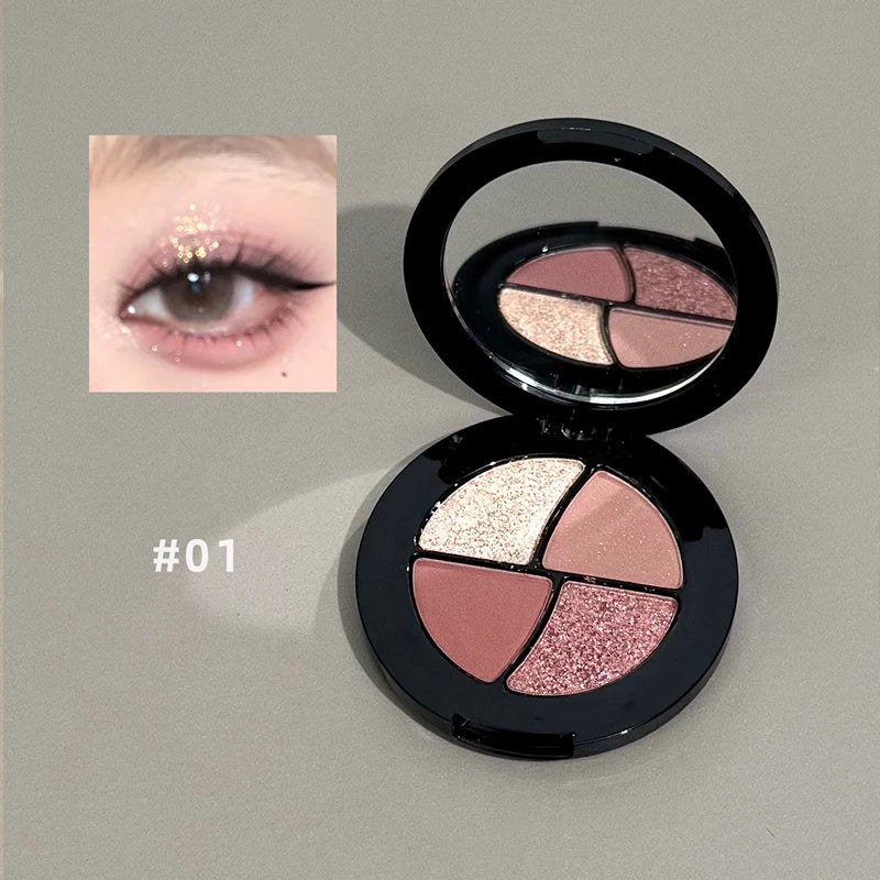 Art Value 4-Color Eyeshadow Palette – Glitter, Shimmer & Matte