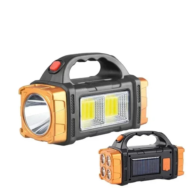 Solar USB Rechargeable LED Flashlight & COB Work Light