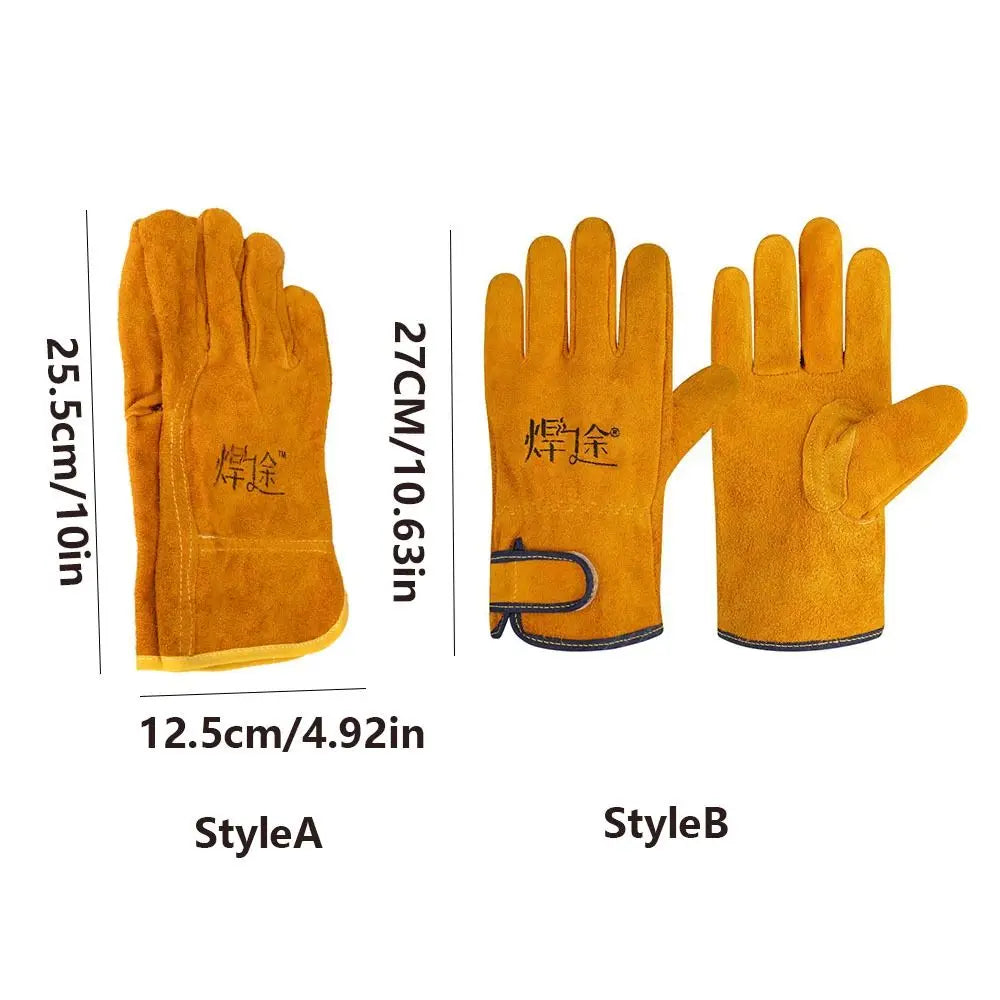 1Pair Breathable Welding Gloves Cowhide Heat-insulating Labor Protection Gloves Wear Resistant Thickened Welder Gloves Adult Peaceful Pleasures Health and Wellness