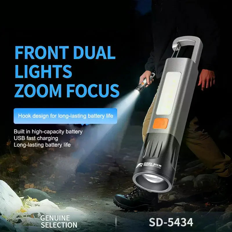 HELTC USB-C Rechargeable Flashlight 7-Mode COB LED Camping