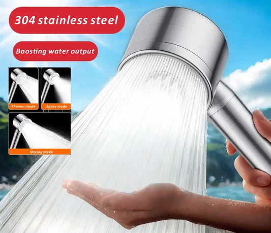 304 Stainless Steel High-Pressure Shower Head | 3 Spray Modes Handheld Shower Head Oasis Select