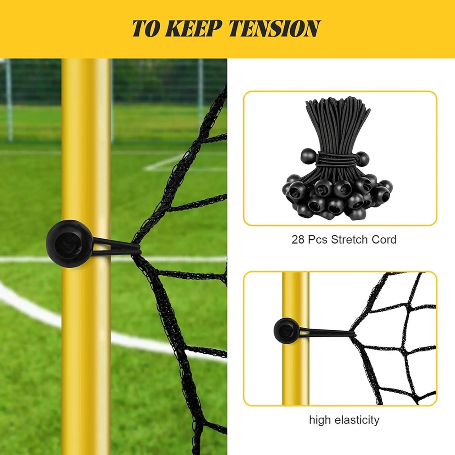 Adjustable Volleyball Bounceback Net 7x4ft Mesh Trainer With 28 Elastic Ropes Fits Frame For Baseball Hockey Backyard Sports Peaceful Pleasures Health and Wellness