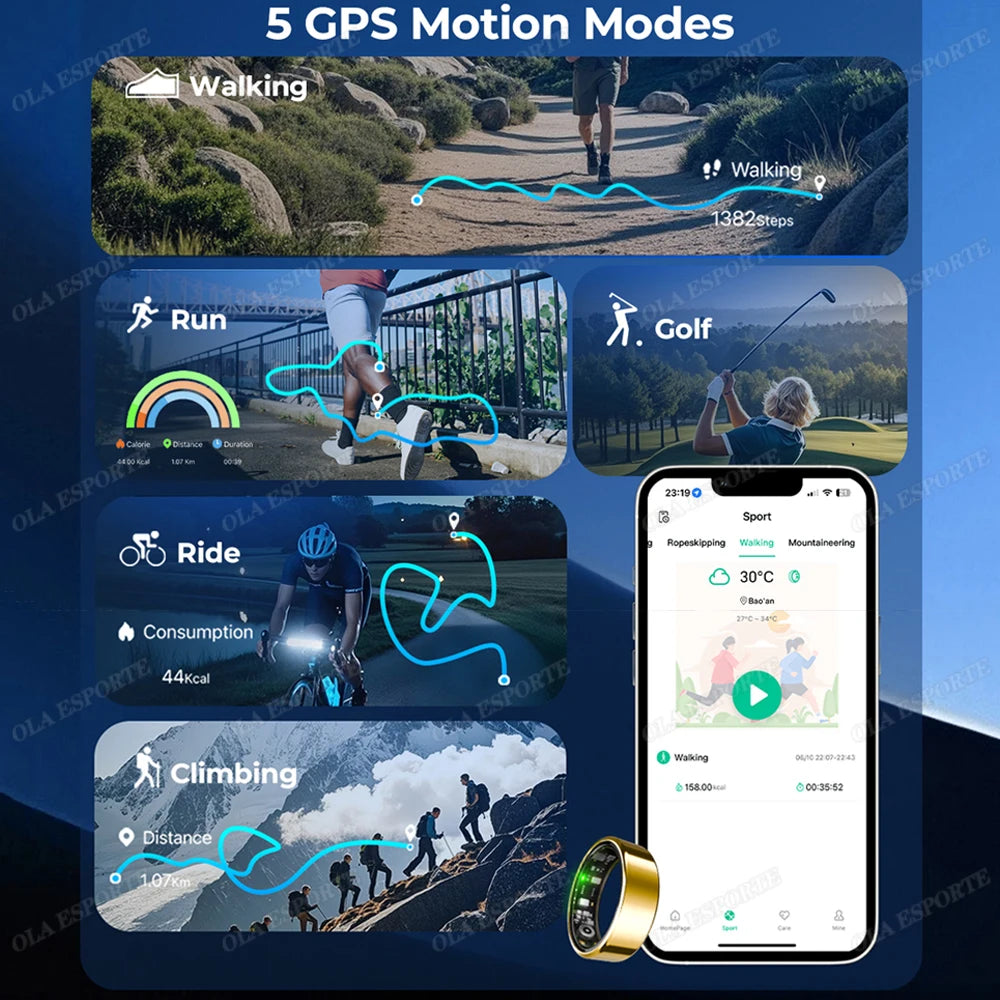 2026 New Smart Ring Men Women, Heart Rate Blood Oxygen and Sleep Monitor Smartring IP68 & 5ATM Waterproof, Multi-sport Mode Ring Peaceful Pleasures Health and Wellness