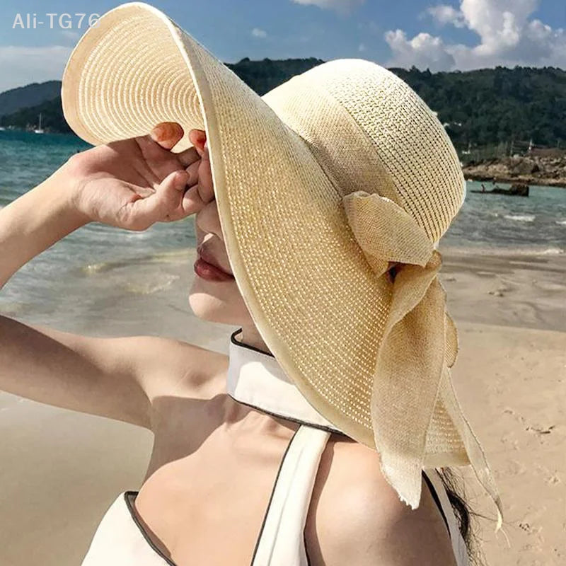 Women's Foldable Straw Sun Hat – Beach Travel Panama Cap
