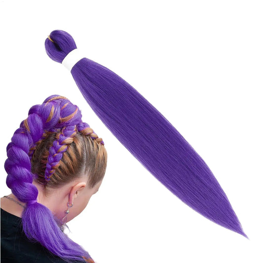 Synthetic Long Straight Ponytail Extensions Braiding Hair Colored Braiding Hair DIY Braided Purple Hair Accessoy For Halloween Peaceful Pleasures Health and Wellness