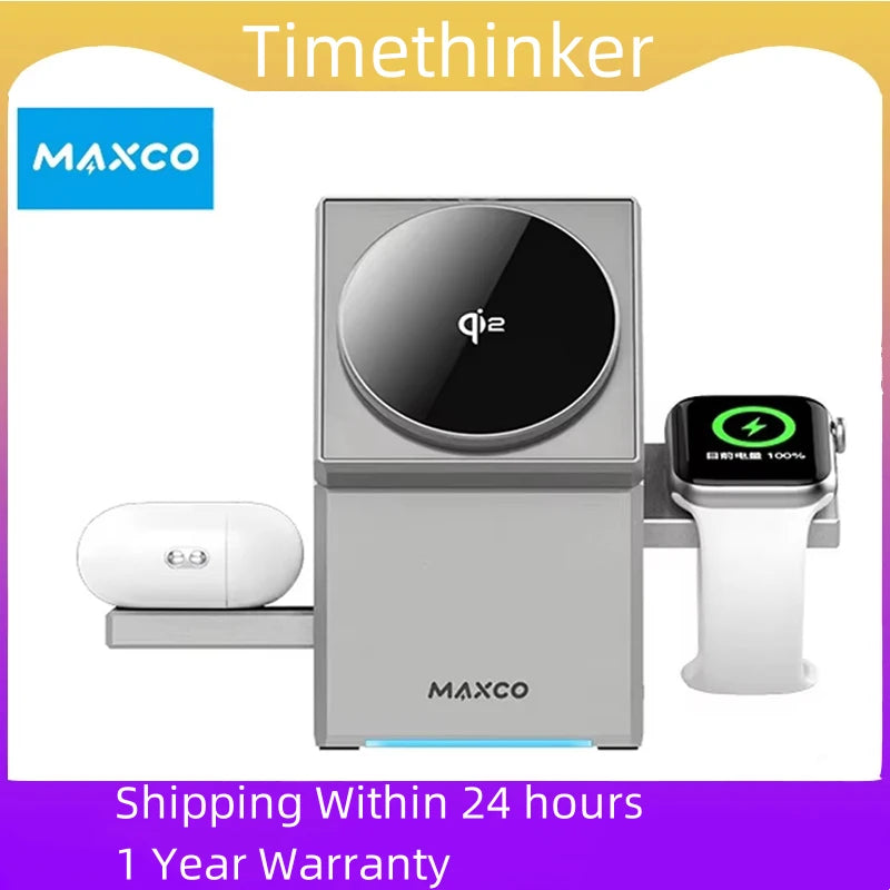 QI2 3 in 1 Wireless Charger Stand Magnetic Qi2 15W Fast Charging for iPhone 12 13 14 15 16 Apple Watch 9 8 7 6 5 Airpods 2 3 Pro Peaceful Pleasures Health and Wellness