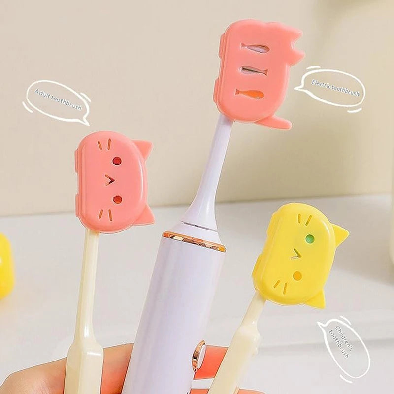 4pcs Cat Shape Travel Toothbrush Head Covers Toothbrush Protector Cap Case Protective Portable Plastic Clip For Household Travel Peaceful Pleasures Health and Wellness