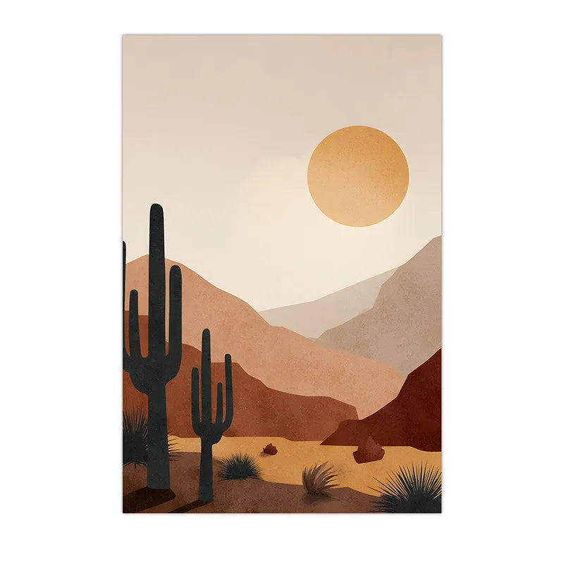 Boho Cactus Desert Sunset Canvas Wall Art Print | Unframed Canvas Wall Art Print Peaceful Pleasures Health and Wellness 03 50x70cm NoFrame China Mainland