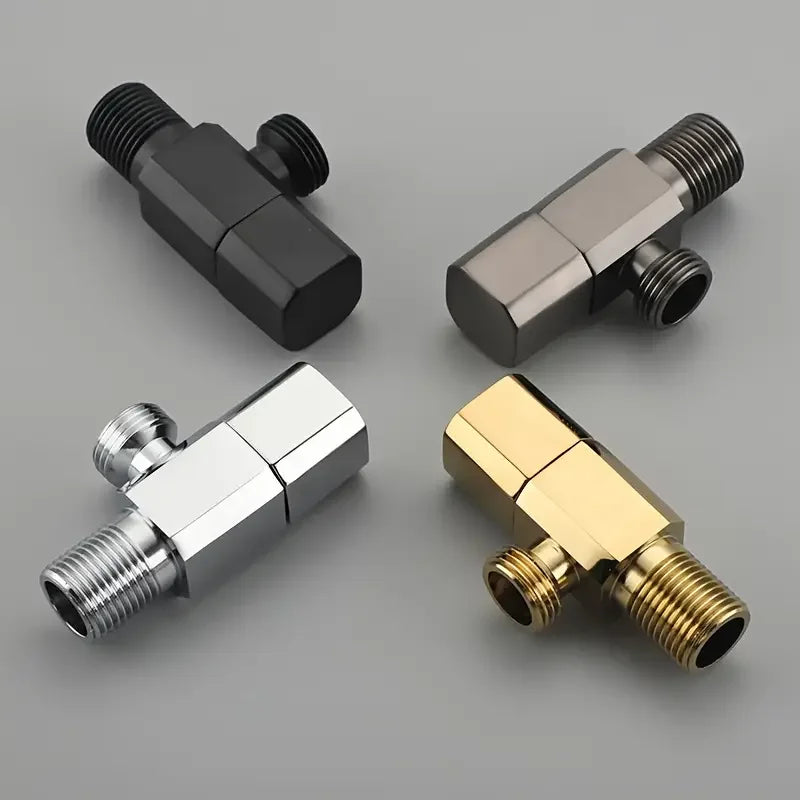 Mini Brass Tee Valve – Gold & Silver, Universal Threads