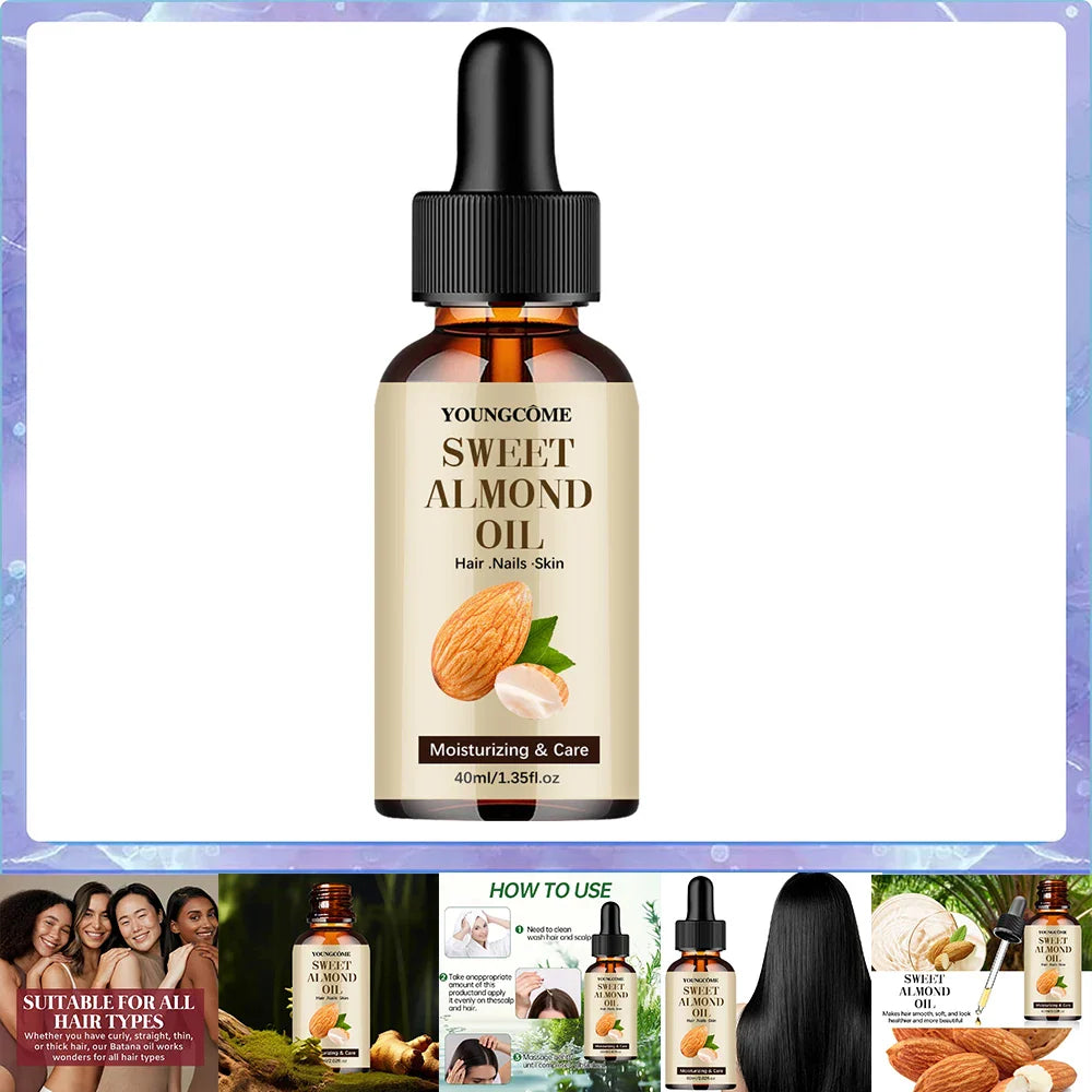 YOUNGCOME Sweet Almond Oil – Hair, Face & Body Moisturizer