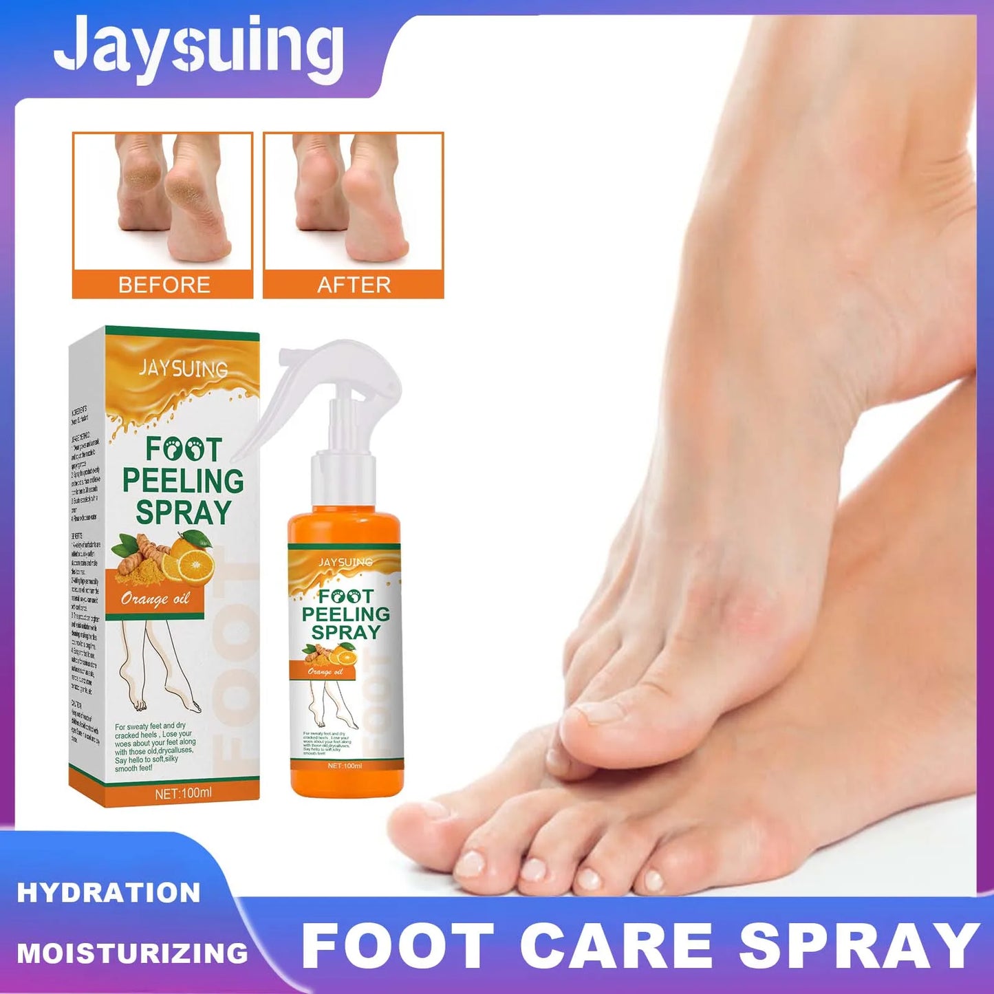 Jaysuing Exfoliating Foot Treatment Spray Remove Dead Skin Care Repair Skin Cracks Replenish Moisture Moisturize Soften Footcare Peaceful Pleasures Health and Wellness