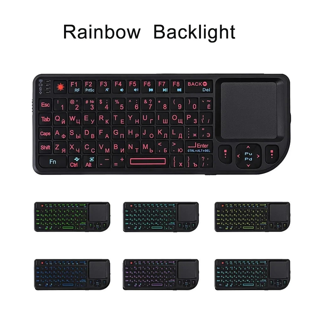 AyeBeau RGB Mini Wireless Keyboard Touchpad | French Spanish Russian