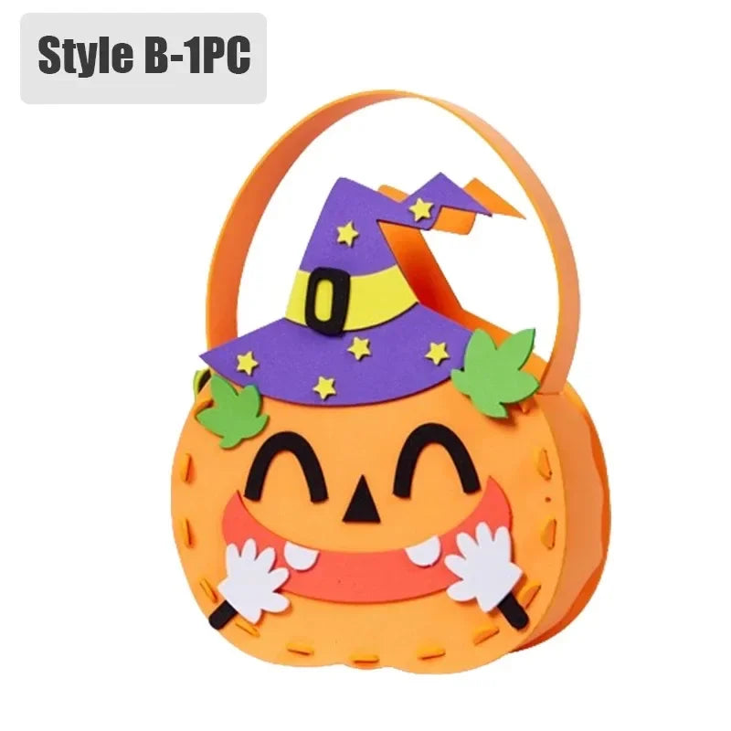 Halloween Felt Pumpkin Trick or Treat Bags with Handle | 1-6 Pack