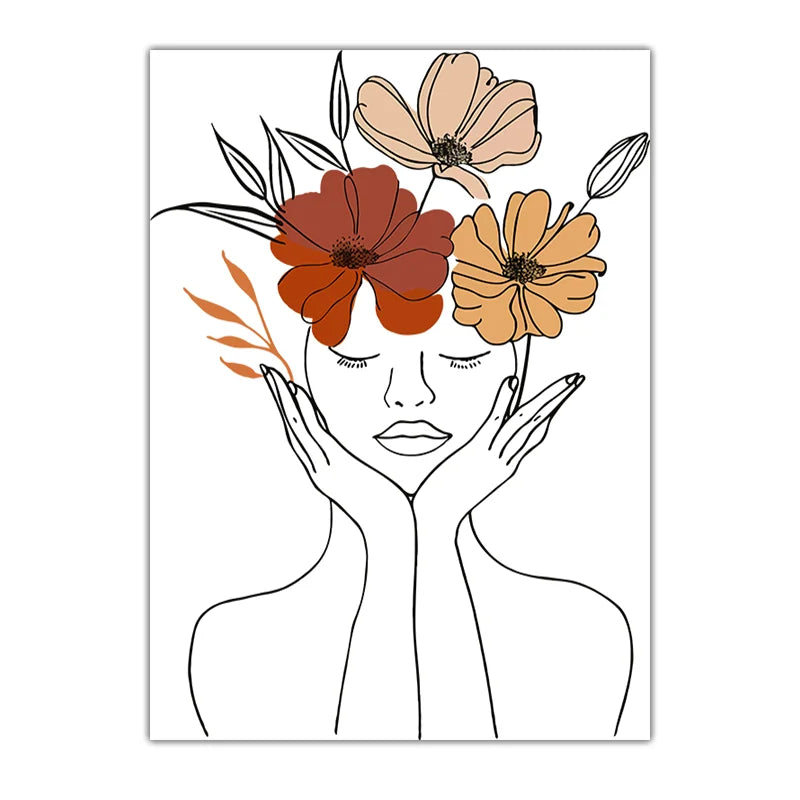 Abstract Minimalist Line Art Woman Canvas Print | Wall Decor Canvas Wall Art Print Peaceful Pleasures Health and Wellness 05 50x70cm NoFrame China Mainland