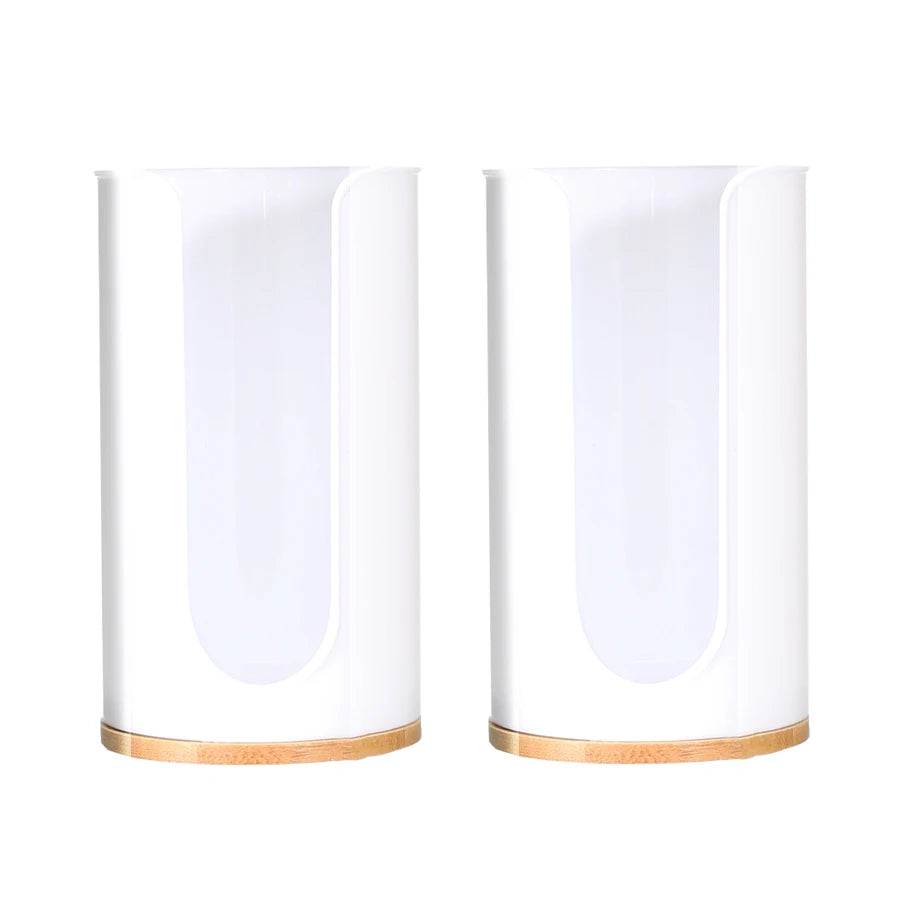 Bathroom Cup Dispenser & Cotton Pad Holder – 1 or 2 Pack Round PS Plastic Guest Bathroom Organizer