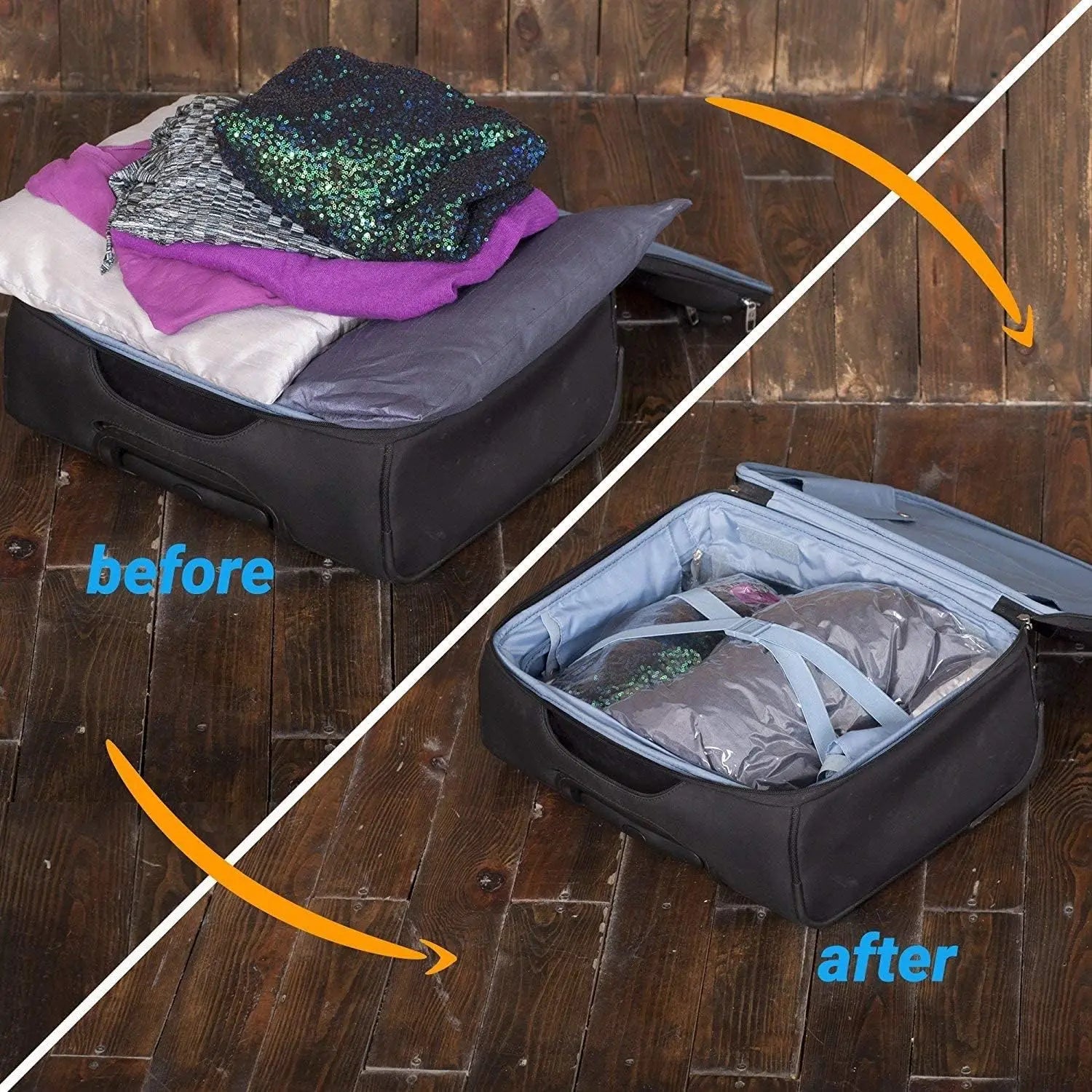 12-Pack Space Saver Compression Bags for Travel – No Vacuum Needed Travel Accessories Peaceful Pleasures Health and Wellness