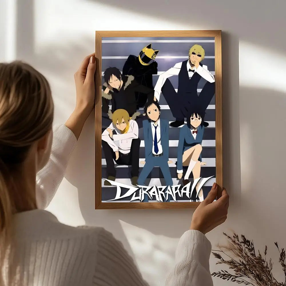 Anime D-Durarara!! Poster HD Self Adhesive Waterproof Wall Art Ideal for Home Office Dorm Bedroom Great Gift Peaceful Pleasures Health and Wellness White5 21X30cmNoframe