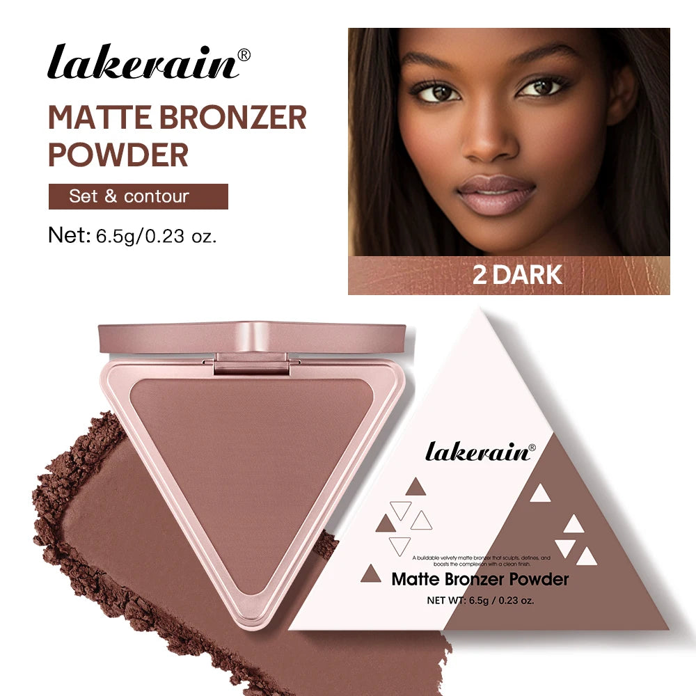 Lakerain Matte Bronzer Powder Long Lasting Makeup Effect Waterproof Sweatproof Setting Powder Oil Control Bronzer Face Makeup Peaceful Pleasures Health and Wellness DARK