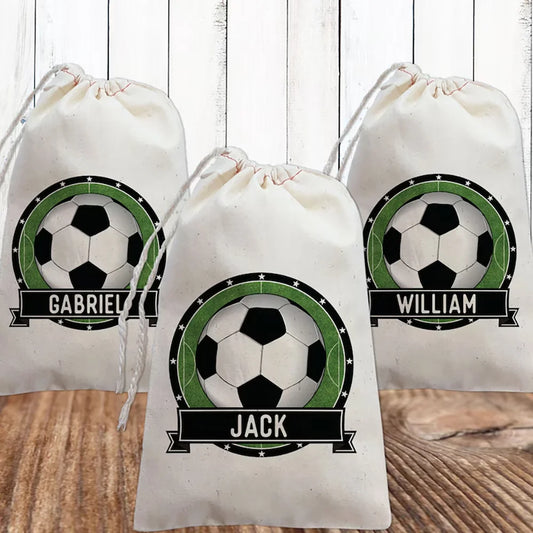 Personalized Soccer Party Favor Canvas Bags | Birthday & Shower Party Favor Bags Peaceful Pleasures Health and Wellness