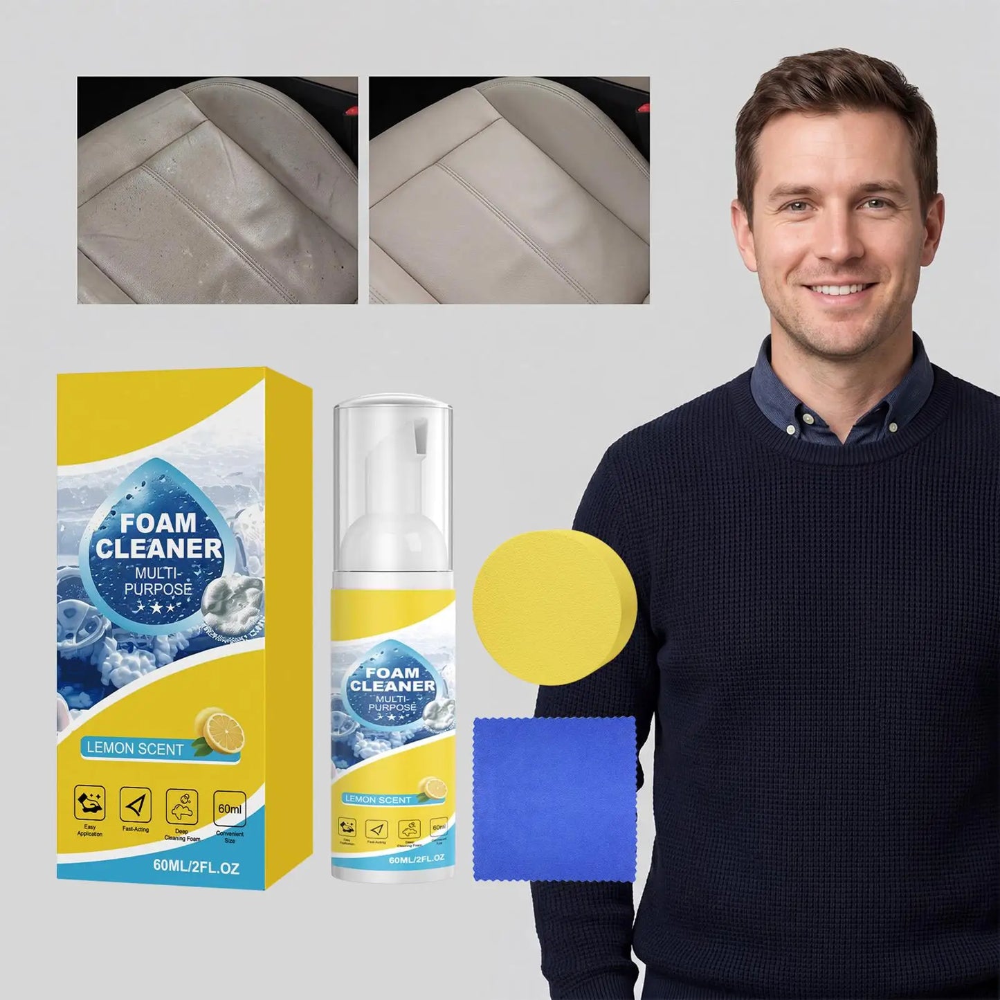 60ml Multi-Purpose Foam Cleaner | Car, Home & Kitchen