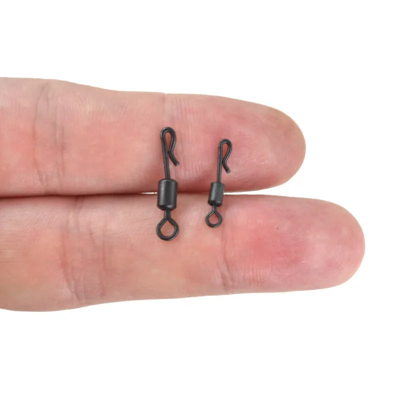 HIRISI 20Pcs Matt Black Quick Change Carp Fishing Swivel Kit, Durable Terminal Tackle for Carp Rig Fishing Accessories Peaceful Pleasures Health and Wellness