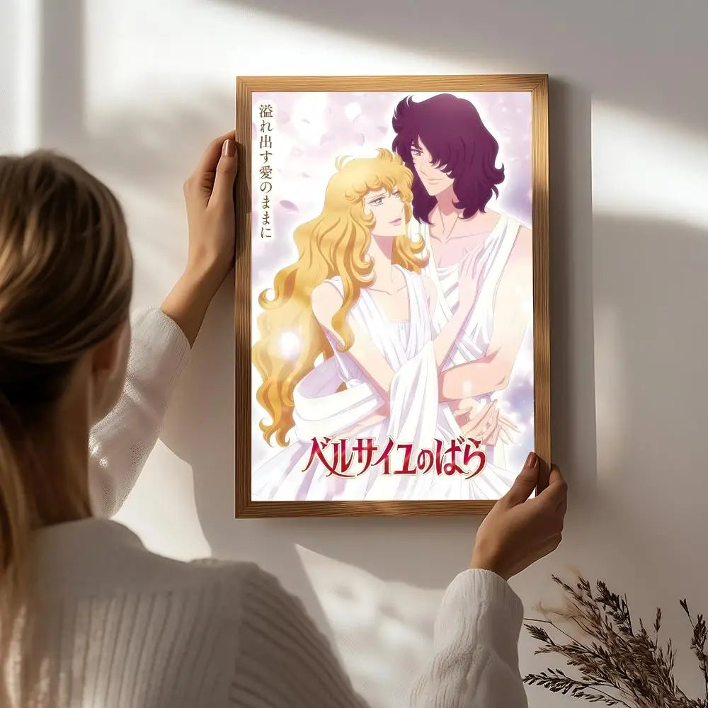 Anime T-The Rose of Versailles Poster HD Self Adhesive Waterproof Wall Art Ideal for Home Office Dorm Bedroom Great Gift Peaceful Pleasures Health and Wellness White6 50X70cmNoframe