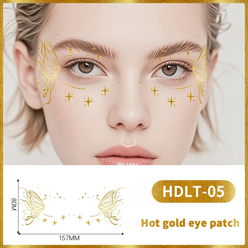 Butterfly Glitter Stickers Face Tattoo Flash Gold Temporary Metalic Tattoos Waterproof Makeup Decals For Girls Party Festival Peaceful Pleasures Health and Wellness 5