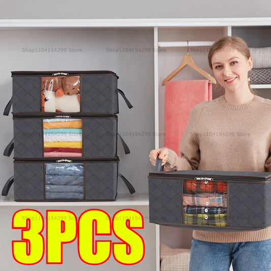 Foldable Blanket & Clothes Storage Bags | 3-Layer Non-Woven Foldable Storage Bags Oasis Select