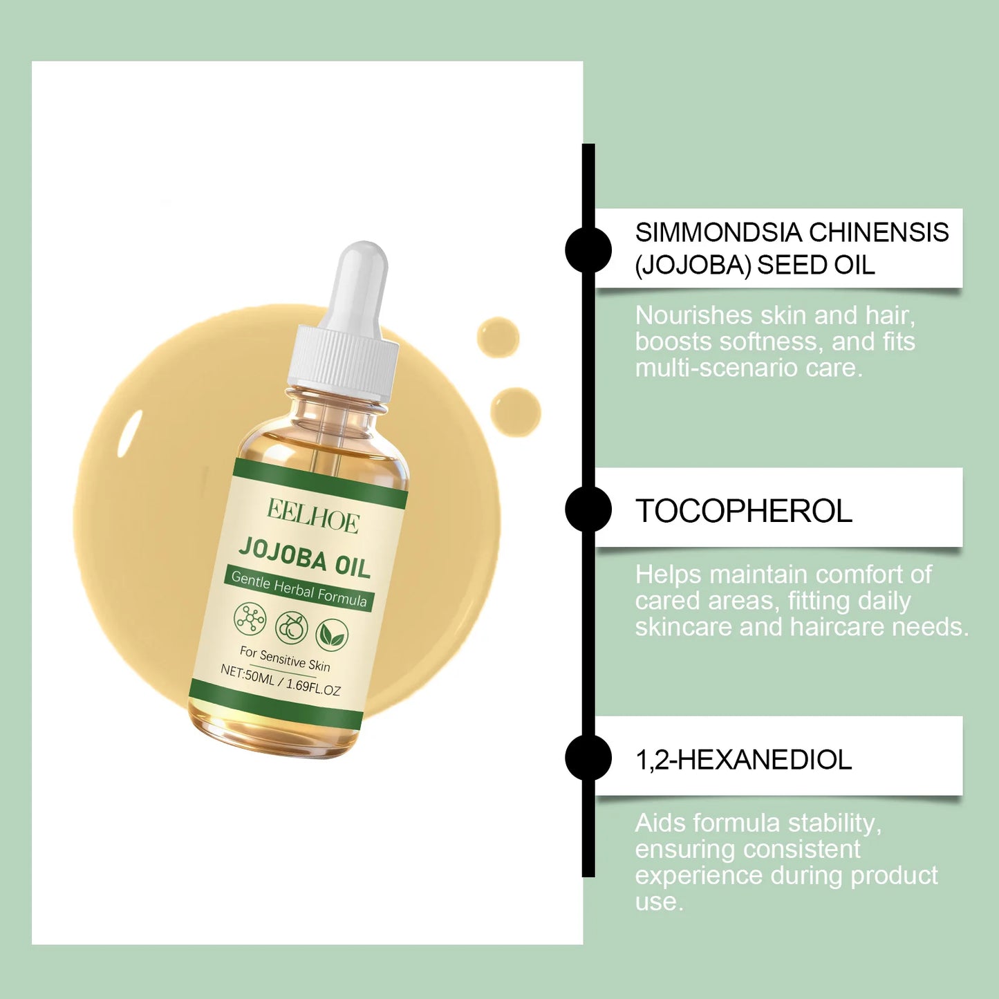 Jojoba Oil Roll-On 50ml | Hair, Skin & Cuticle Care Oil