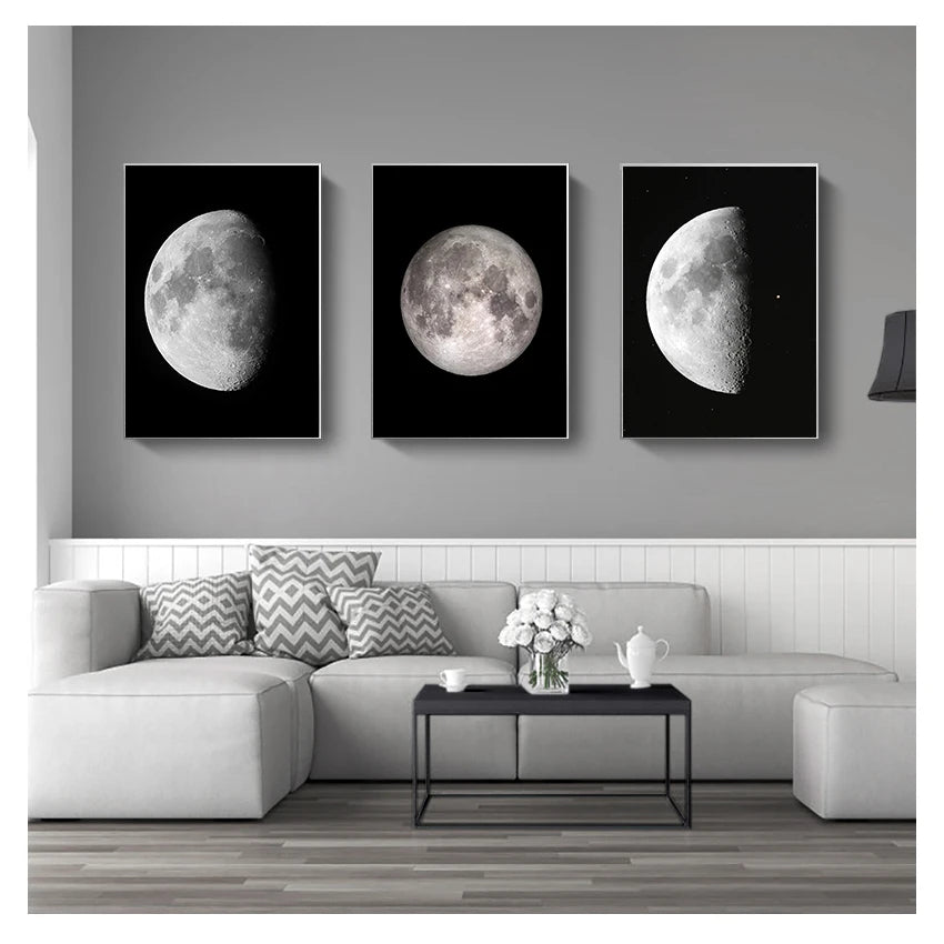 Abstract Moon Satellite Canvas Poster | Astronomy Wall Art Canvas Poster Print Peaceful Pleasures Health and Wellness