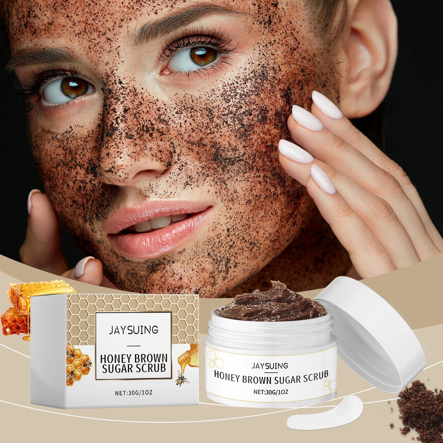 Honey Brown Sugar Scrub Cream for Exfoliation and Skin Care Peaceful Pleasures Health and Wellness 3x30g