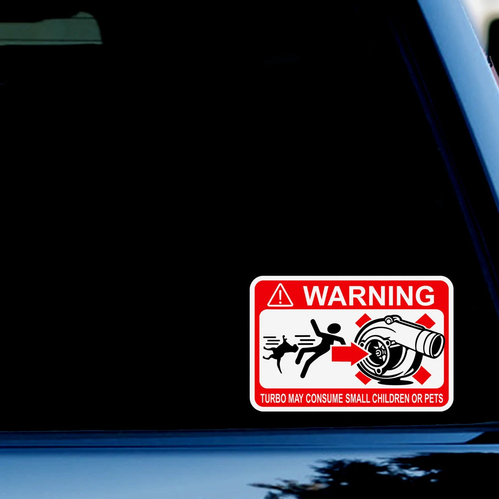 2PCS 120 X 90MM TURBO WARNING DECAL STICKER FUNNY CAR DECAL STICKERS Peaceful Pleasures Health and Wellness